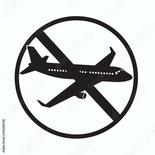 Air travel ban symbol in a prohibitory sign