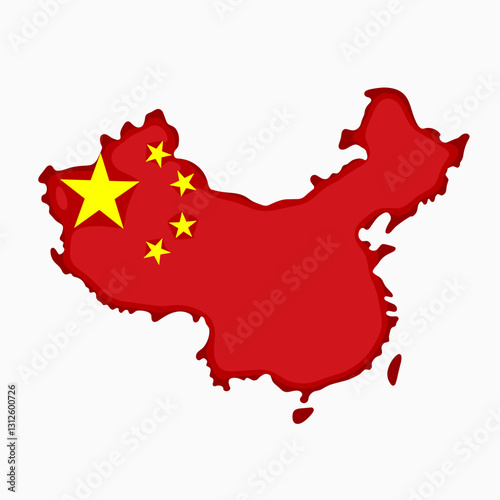 Map of China with stars in red color