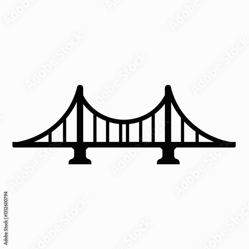 Black silhouette of bridge on white background