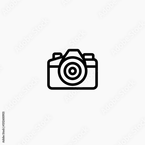Camera icon in minimalist style on white background