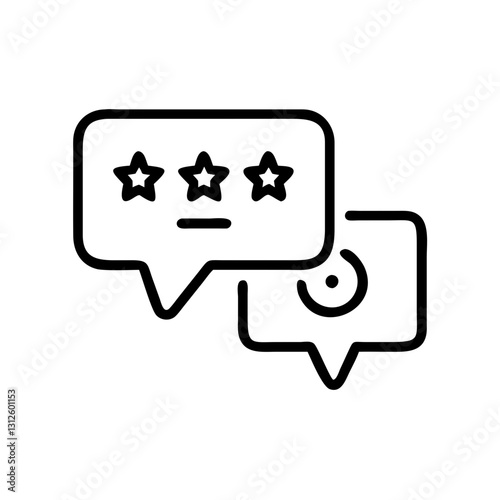 Customer feedback chat icon showcasing star ratings and positive response
