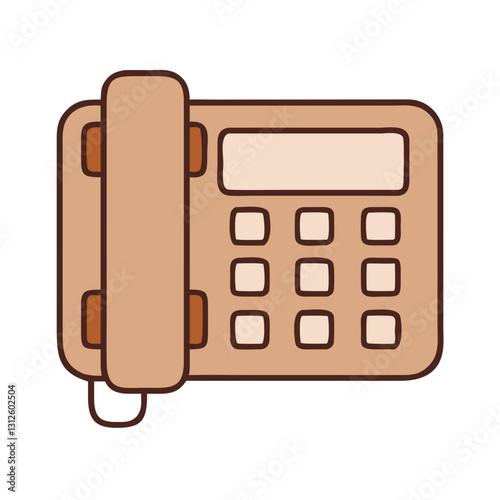 Landline phone icon in brown color, communication concept