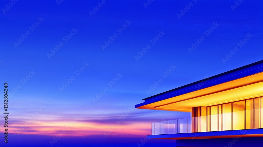 Modern architectural design of a sleek building at sunset with vibrant sky colors Modern architectural design of a sleek building at sunset with vibrant sky colors