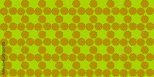 Vector seamless pattern with hearts, Abstract Geometric Pattern with Repeating Circular Shapes in Yellow and Green