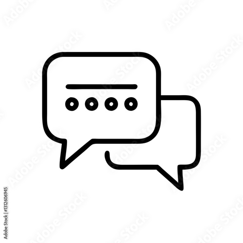 Dialogue box icon representing conversation and feedback with chat bubbles
