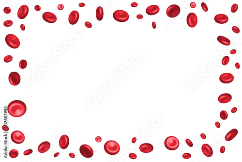 Frame of red blood cells on a white background