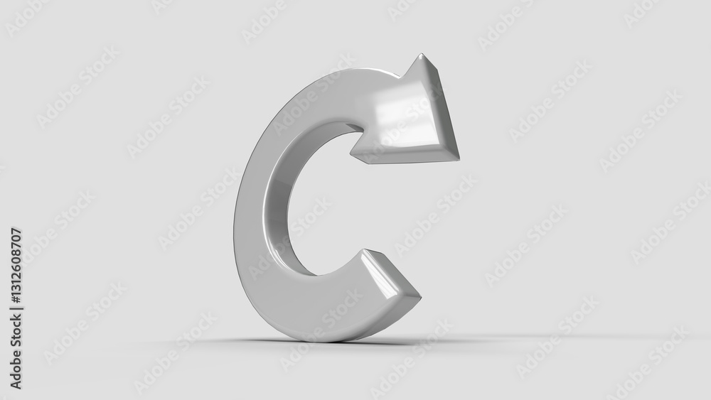 white 3D circular arrow icon on the white backdrop, bottom view white 3D circular arrow icon on the white backdrop, bottom view