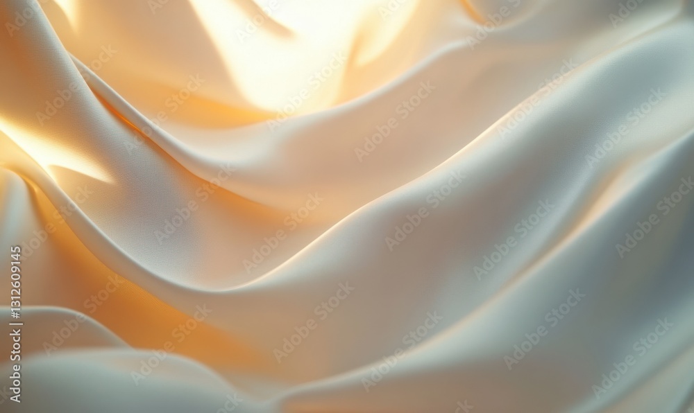 Obraz premium Luxurious white satin fabric with smooth folds illuminated by soft diffused light emphasizing its elegant texture for a refined visual display