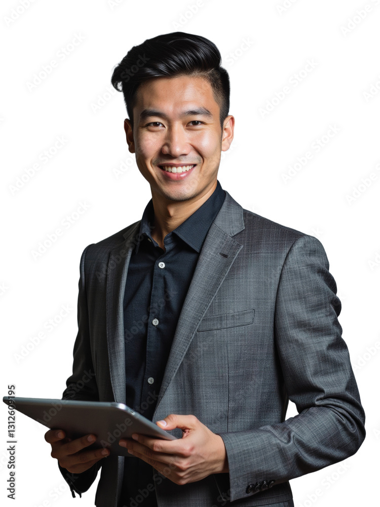 Man holding tablet Isolated on white or transparent png. Man holding tablet Isolated on white or transparent png.