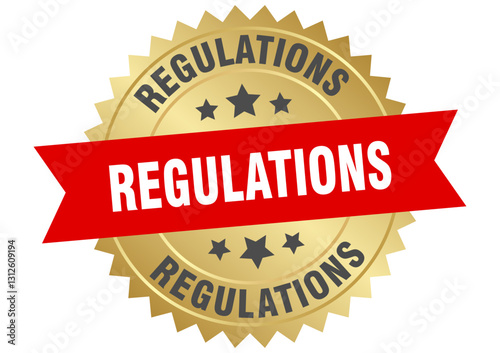 regulations. regulations round red and gold label isolated on transparent background