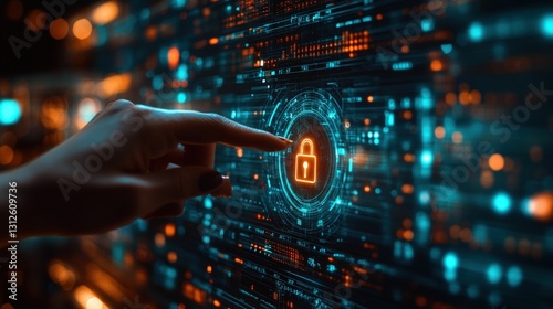 Finger activates digital security lock interface