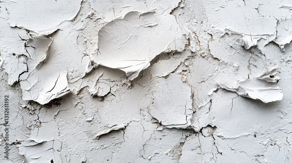 Textures of peeling white paint on a weathered wall captured in natural light Textures of peeling white paint on a weathered wall captured in natural light