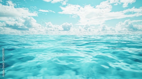 Calm turquoise ocean surface under a bright sky