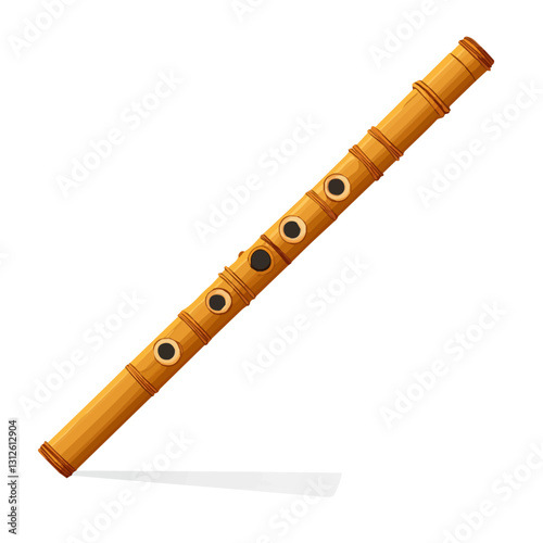 2D flat vector illustration Bamboo flute icon isolated on a white background.

