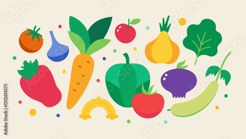 Vegetable icon. Vegetable icon set. Cartoon style