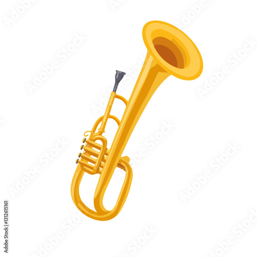 2D flat vector illustration Brass trombone icon isolated on a white background.

