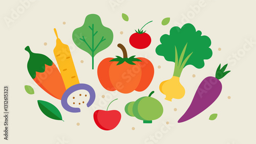 Vegetable icon. Vegetable icon set. Cartoon style