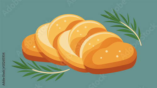 Thick slices of homemade challah bread perfect for dipping into a homemade apricot jam infused with rosemary.. Vector illustration