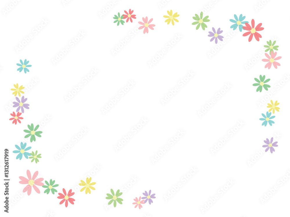 カラフルな小花のフレーム
