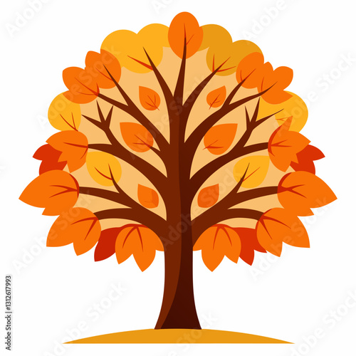 Set of tree and leaf collection hand drawn flat design vector element. botanical set of bare trees and ones with leaves and lush green