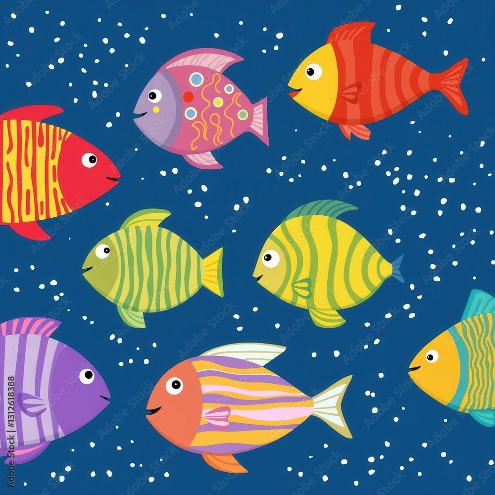 Fototapeta premium A group of colorful fish are swimming in the ocean