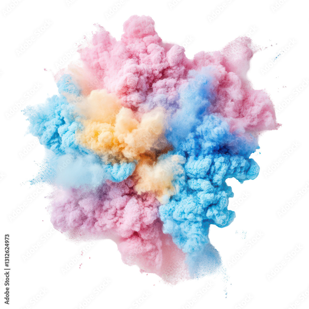 Fototapeta premium Explosive Symphony of Color: A dynamic display of vibrant powder bursting forth, a cloud of pastel hues creating a visually stunning spectacle.
