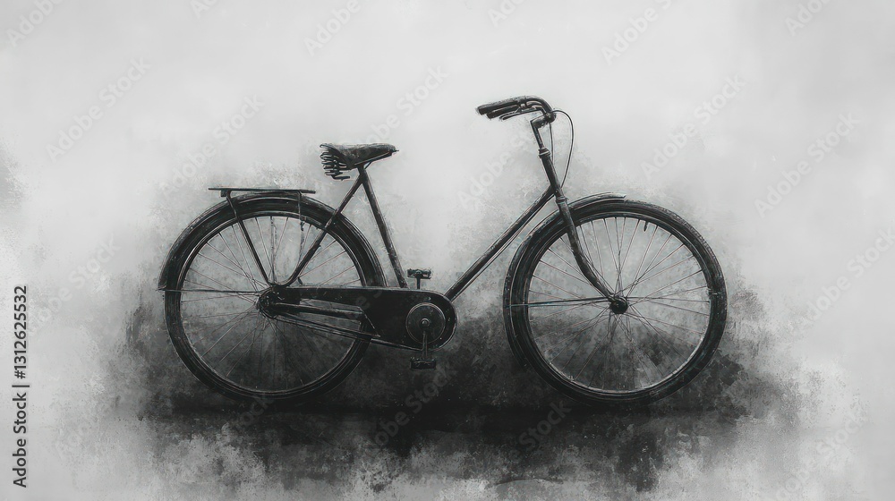Obraz premium Vintage bicycle rests against faded wall