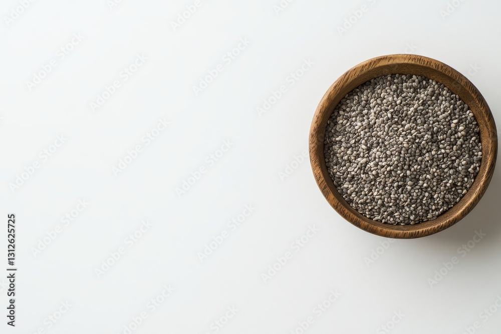 A minimalistic stock photo featuring a bowl of psyllium seeds on a white background A minimalistic stock photo featuring a bowl of psyllium seeds on a white background