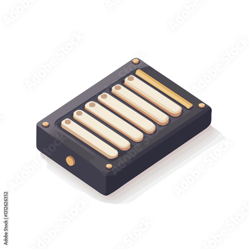 2D flat vector illustration harmonica case icon isolated on a white background.

