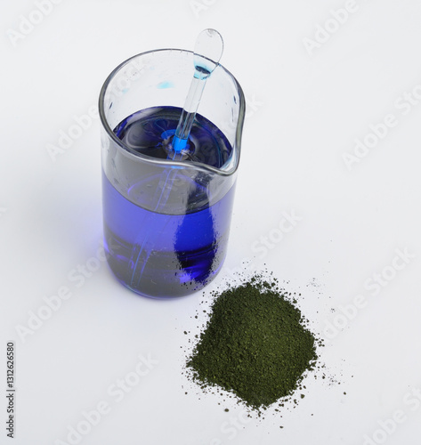 Methylthioninium chloride, commonly called methylene blue, is a salt used as a dye and as a medication photo