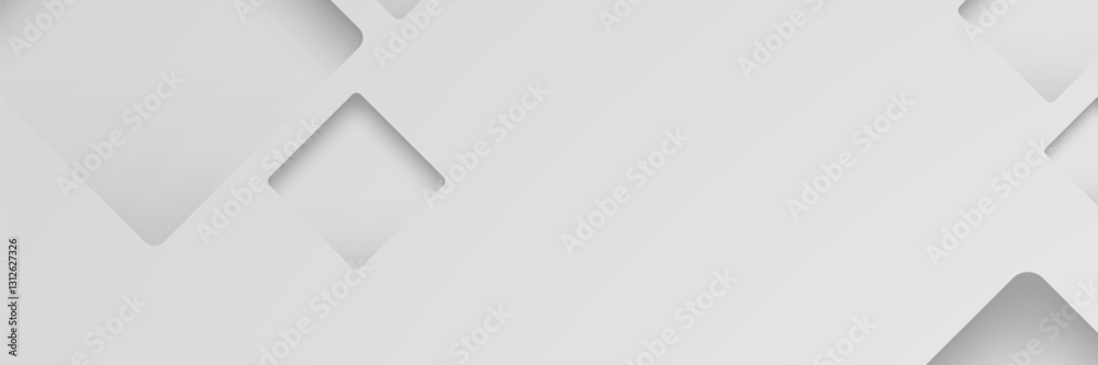 Fototapeta premium Grey geometric shapes background; layered design; website banner