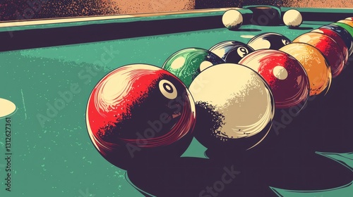 billiards tattoo illustration vector design