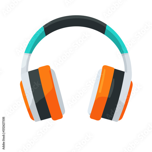 2D flat vector illustration headphones icon isolated on a white background.

