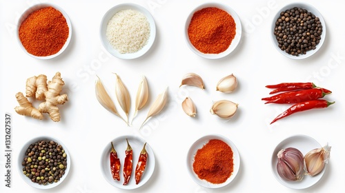 Thai Cooking Ingredients on White Background