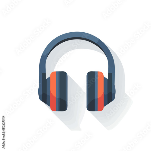 2D flat vector illustration headphones icon isolated on a white background.

