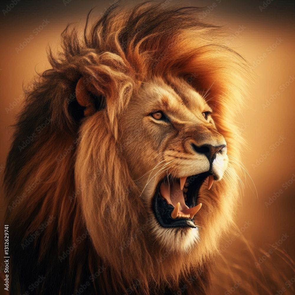 Naklejka premium Golden Mane in the Wind