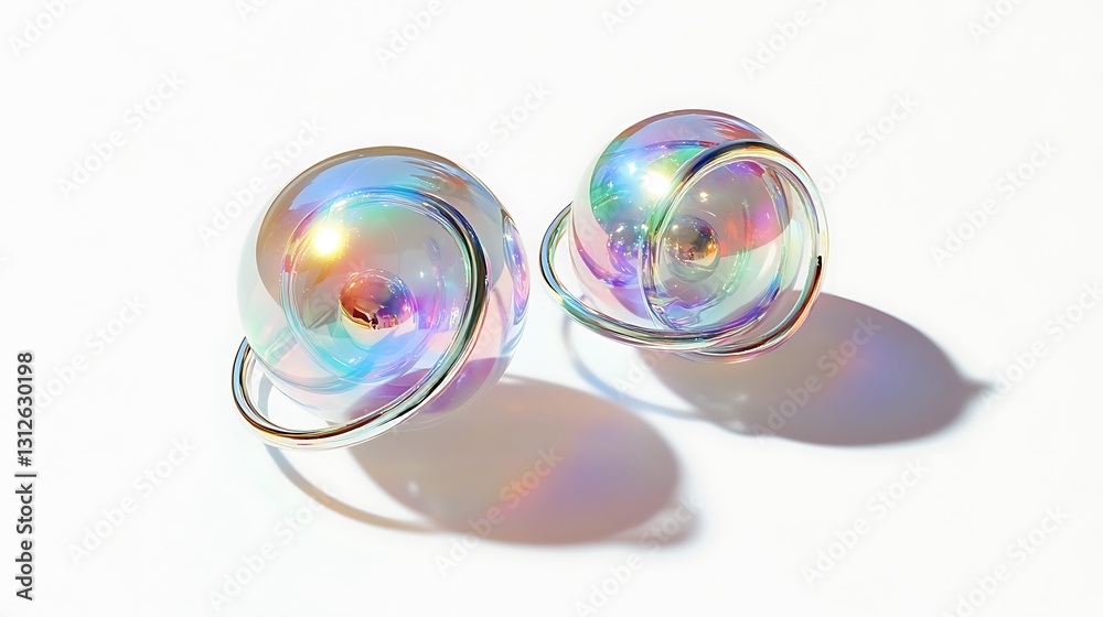 Digital graphic of atom with orbiting subatomic bodies Digital graphic of atom with orbiting subatomic bodies