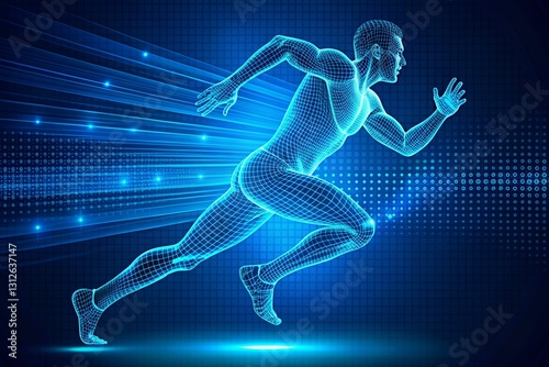 vector digital man running