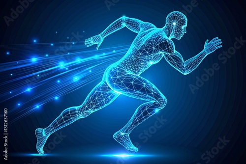 vector digital man running