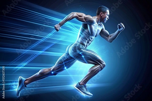 vector digital man running