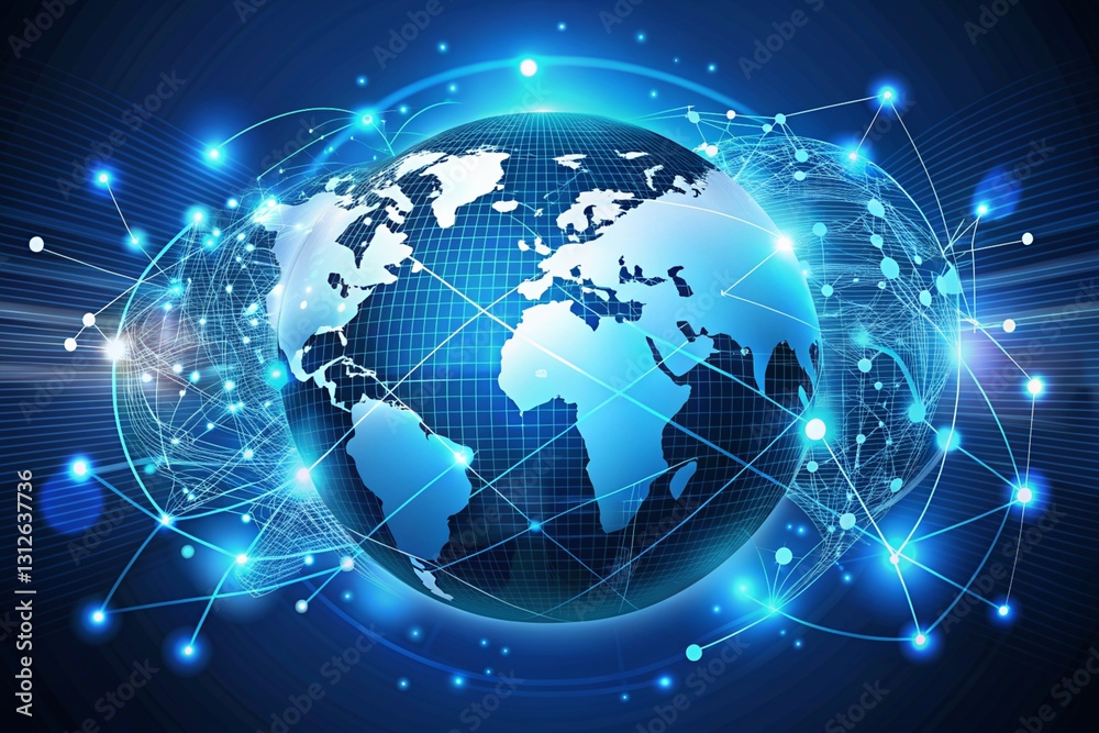 Futuristic global network technology vector Futuristic global network technology vector