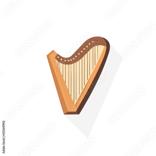 2D flat vector illustration Stringed harp icon isolated on a white background.

