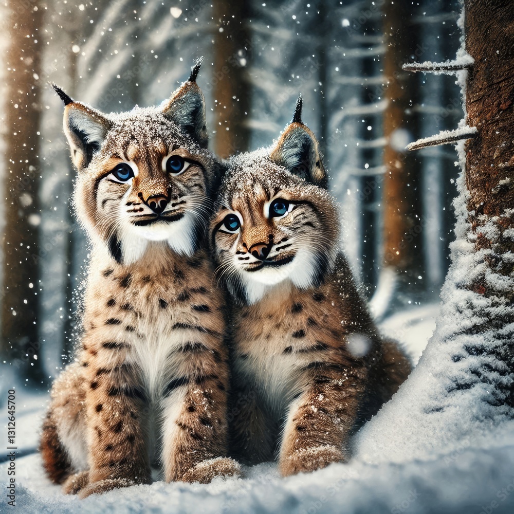 Fototapeta premium Frosty Whiskers and Snowy Paws