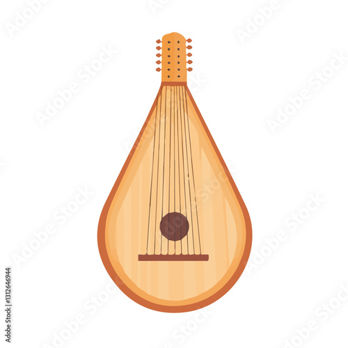 2D flat vector illustration Zither icon isolated on a white background.

