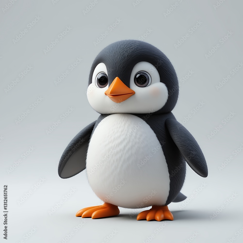 Fototapeta premium Cute Cartoon Penguin Adorable Baby Penguin D Render