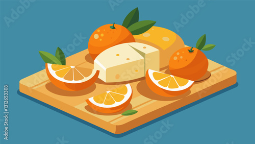 Zesty oranges and salty feta cheese come together on a wooden cheese board a Mediterraneaninspired flavor combination that is both refreshing and. Vector illustration