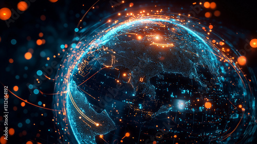 Digital Earth Globe with Global Network Connections