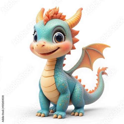 Adorable Baby Dragon Cartoon  D Render