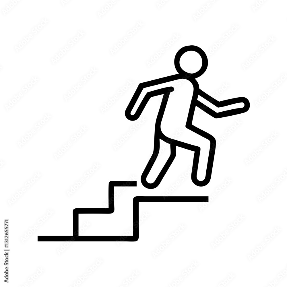 Climbing stairs icon depicting movement towards goals, motivation concept Climbing stairs icon depicting movement towards goals, motivation concept