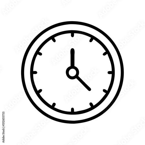 Clock icon displaying time, simple black and white style concept